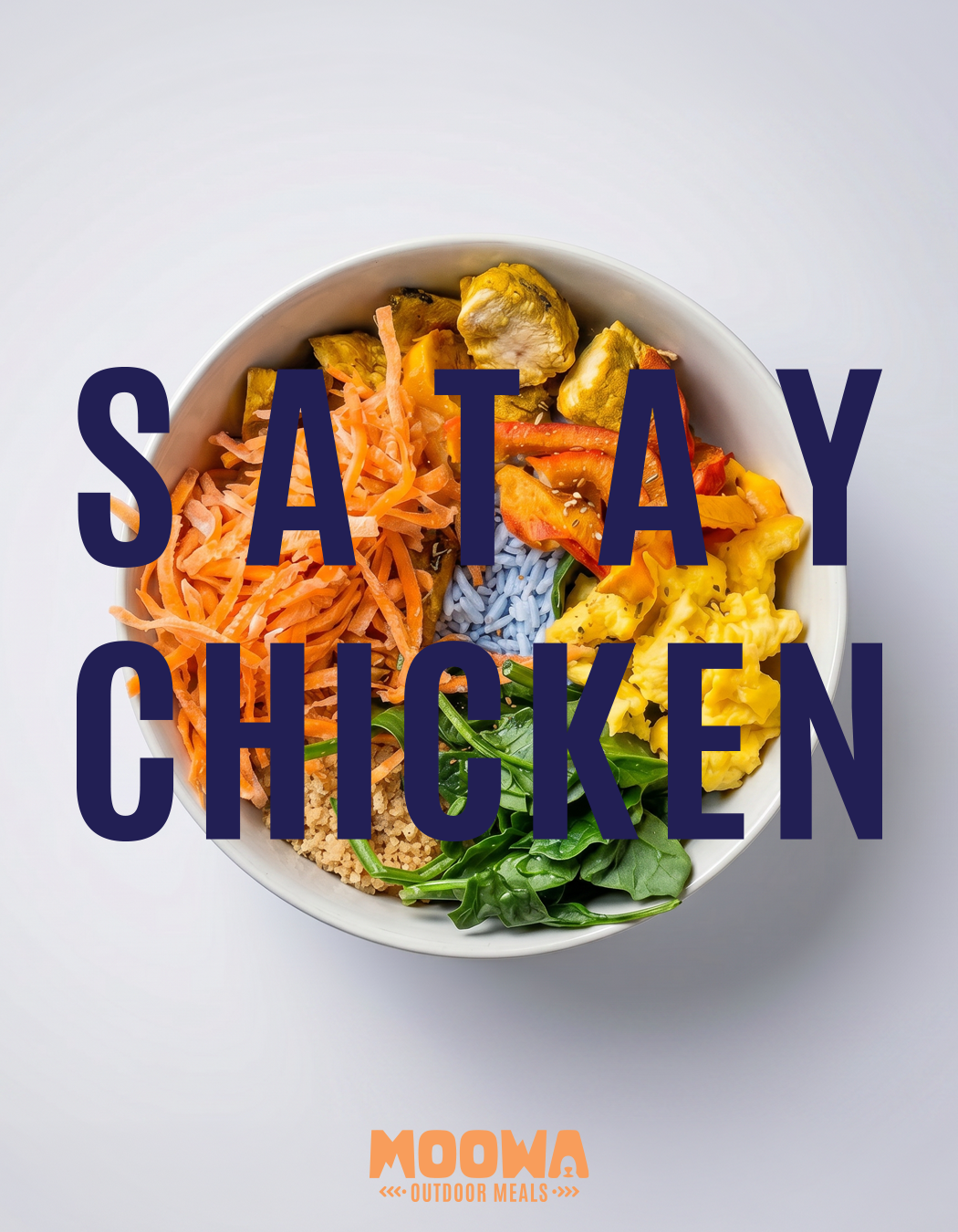 Satay Chicken with butterfly pea flower rice