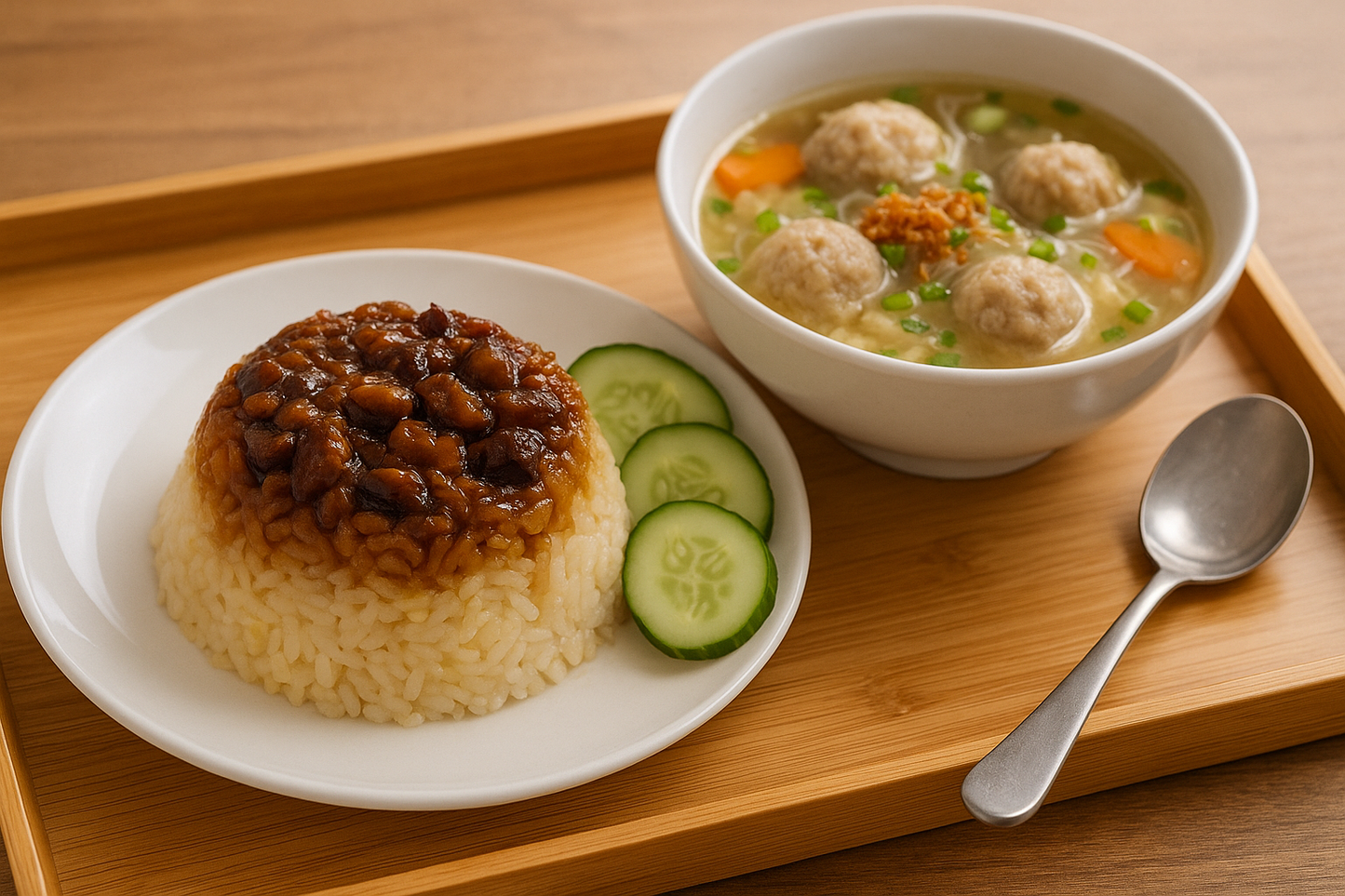 Nasi Tim Ayam Set with Lohua Meatball Soup
