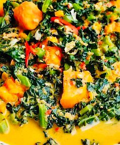Sayur Kale & Labu Masak Lemak with Tofu and Tempeh